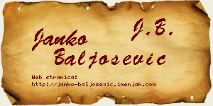Janko Baljošević vizit kartica
